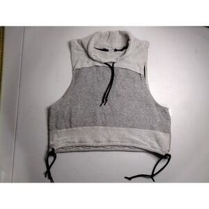 Te Verde Women Grey Textured Cowl Neck Sleeveless Drawstring Vest Top M